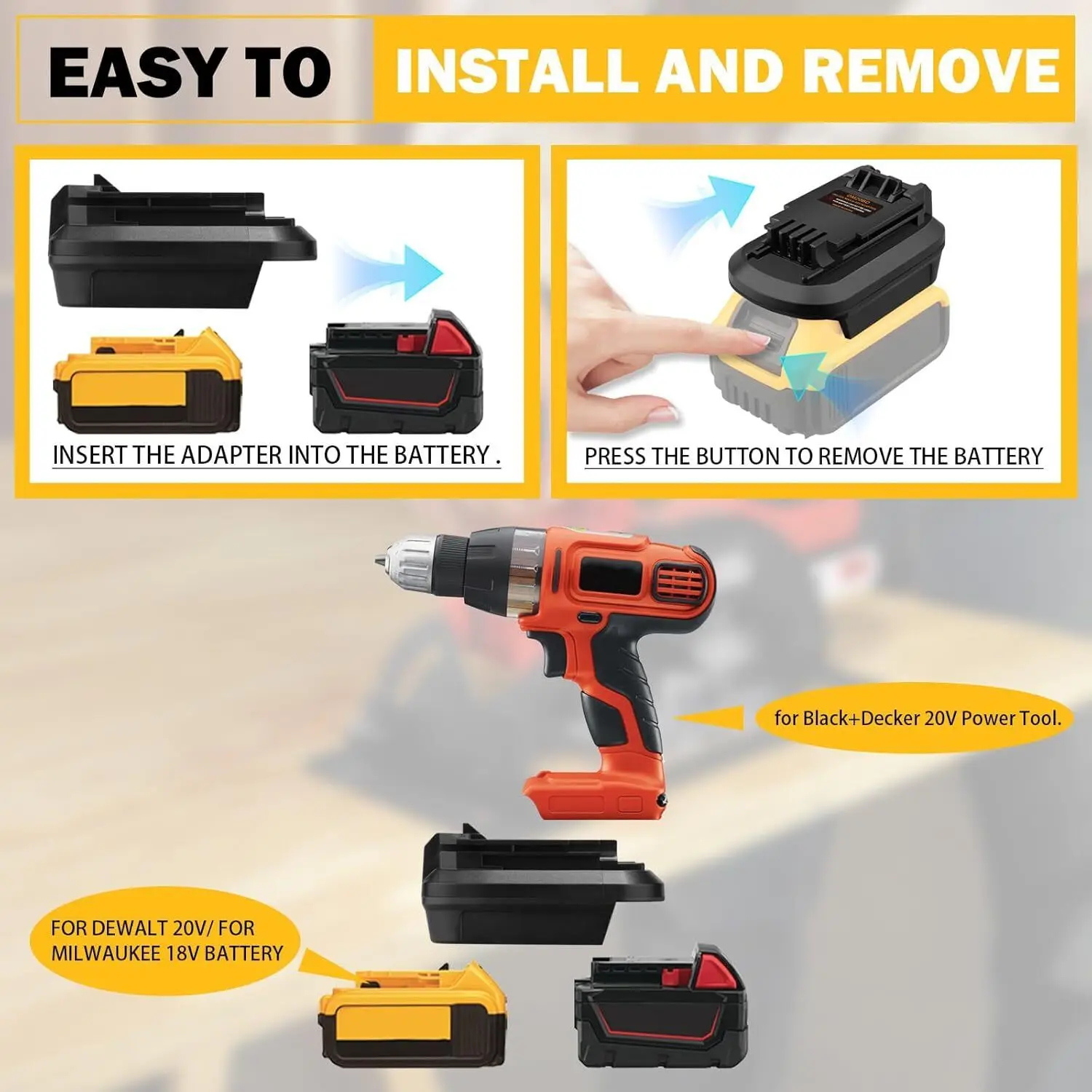DM20BD Battery Adapter for DeWalt 20V for Milwaukee 18V Li-ion Battery Convert for Black & Decker 20V Cordless Power Tool Drill view 5
