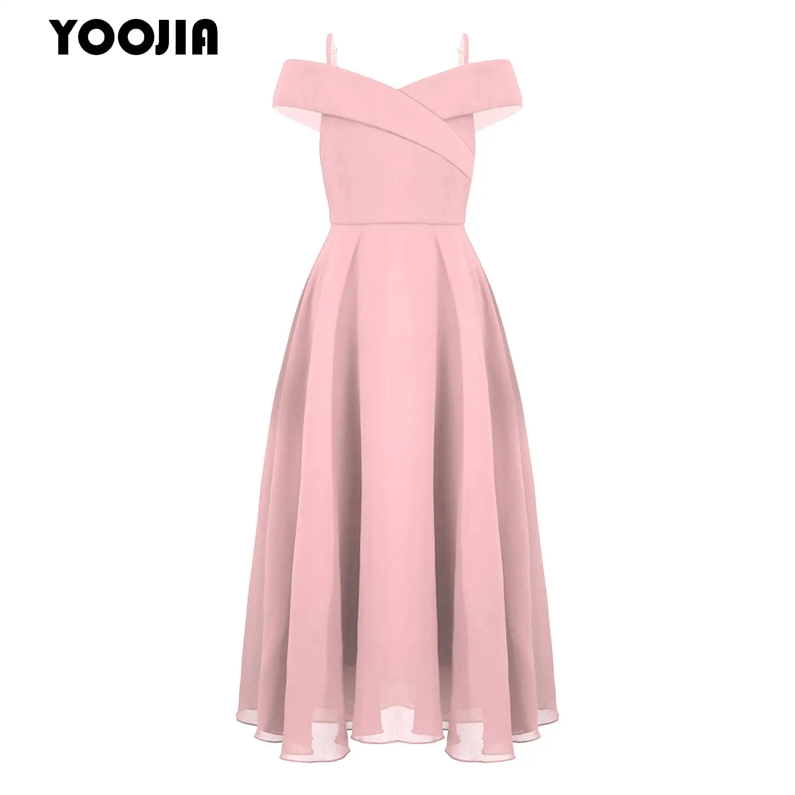 Elegant Flower Girls Party Dress Off-the-Shoulder A-Line Floor Length Dresses Banquet Pageant Wedding Birthday Prom Gown