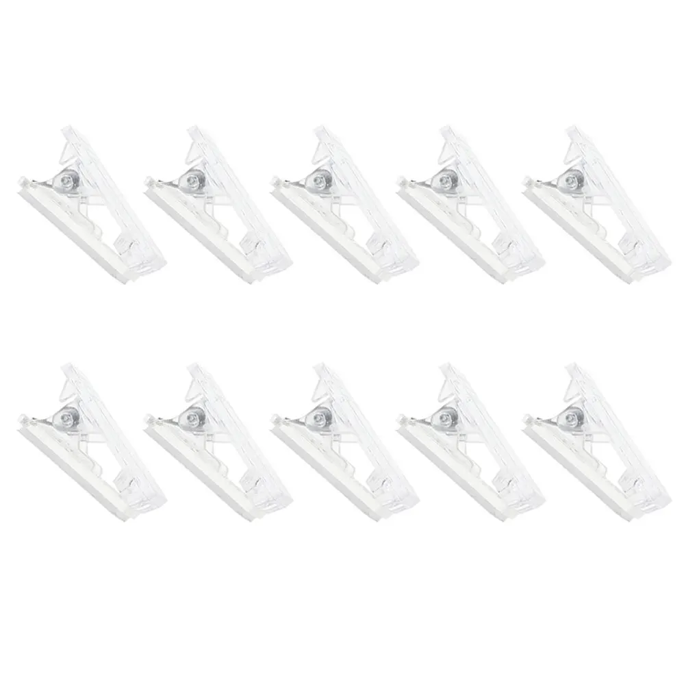 

10pcs Transparent Badge Clips Self Adhesive Double Sided Tape Spring Holder Office Supplies Event Accessories Plastic