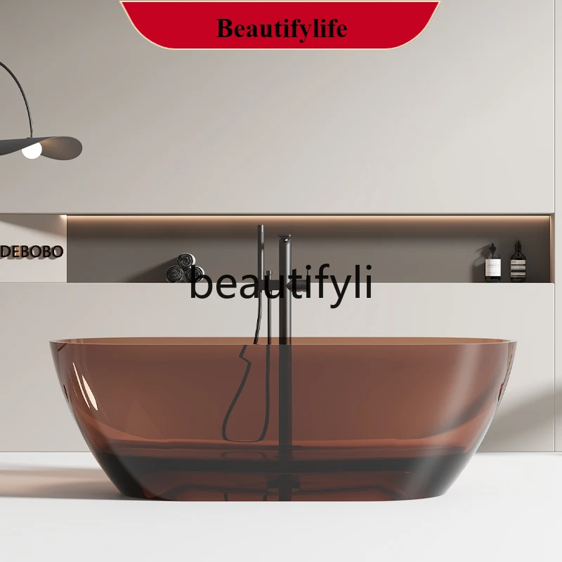 

F56 Color transparent resin hotel bathtub personalized crystal homestay home glass independent integrated bathtub