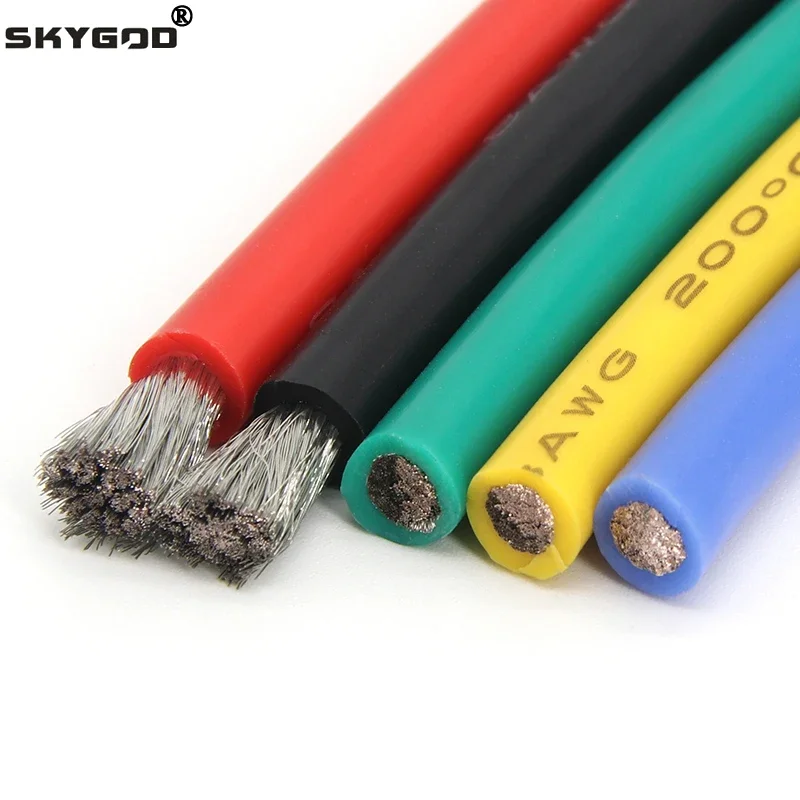 

1/5/10m Flexible Silicone Cable 26 24 22 20 18 16 14 12 10 8 AWG Car Battery Automotive Wiring Heat-resistant Electrical Wires