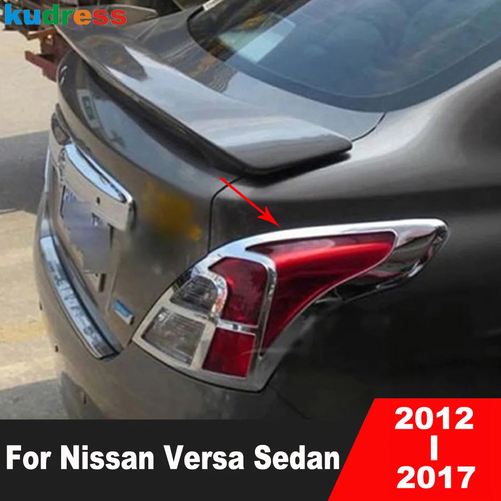 For Nissan Versa Sedan 2012-2014 2015 2016 2017 Chrome Car Rear Tail Light Lamp Cover Trim Taillight Bezel Trims Accessories