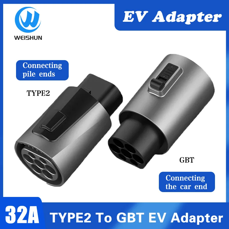 32A EV Adapter Charging Converter 380V-480V 22KW IEC 62196 Type 2 to GB/T 20234 Charger Converter Adapter For BYD Tesla