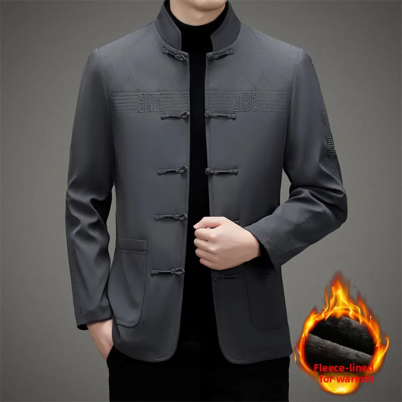 

Men's Winter Thiened Fce Lined Cotton Jaet Dad Coat Warm Cold Proof Traditional Chinese Sle Faionable Ci Casual