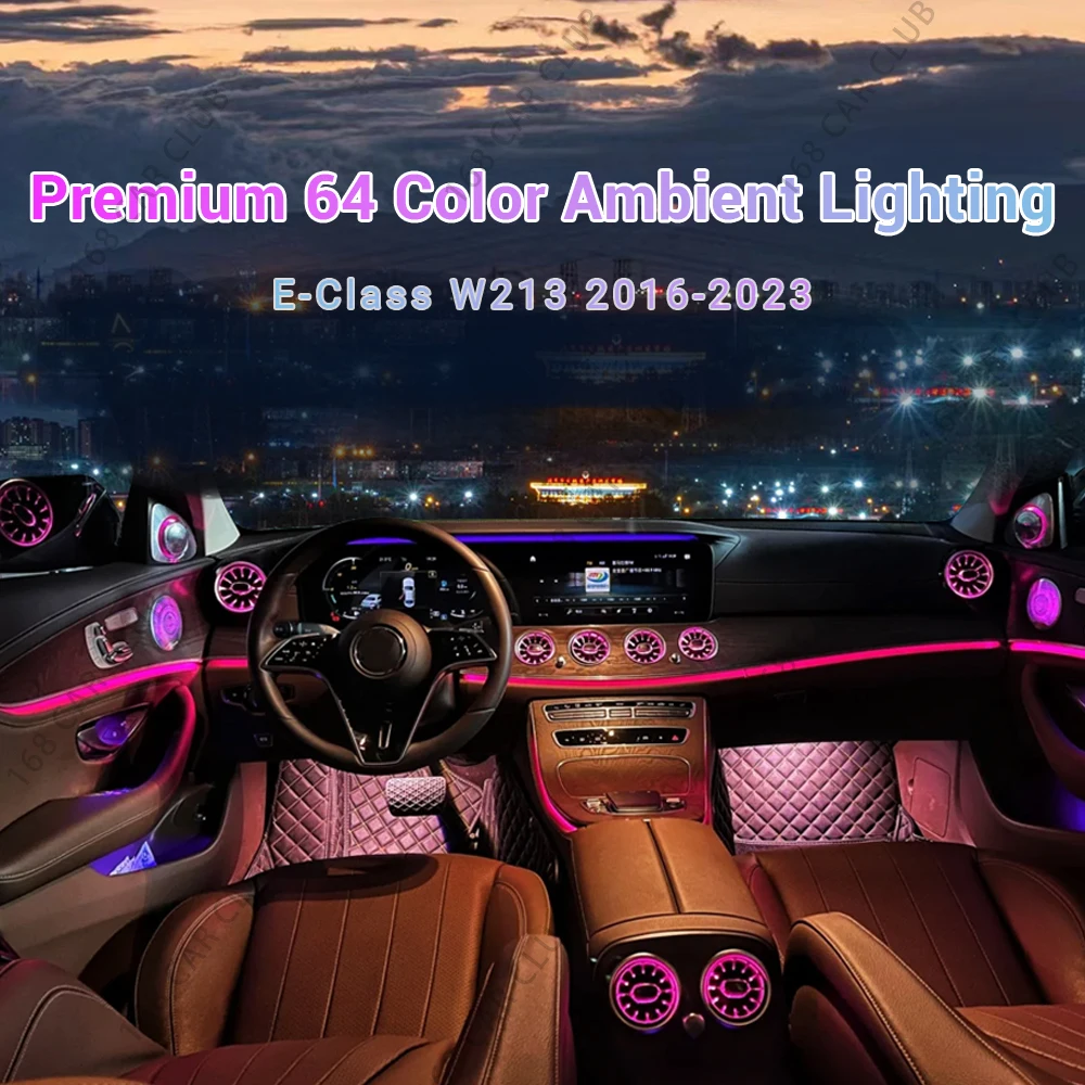 Led Lucht Ventilatieopeningen 3d Draai Tweeter Luidspreker Voor Mercedes Benz W213 W238 E53 E63 E-Coupe Auto 64 Kleuren Lnterior Decoratieve Verlichting