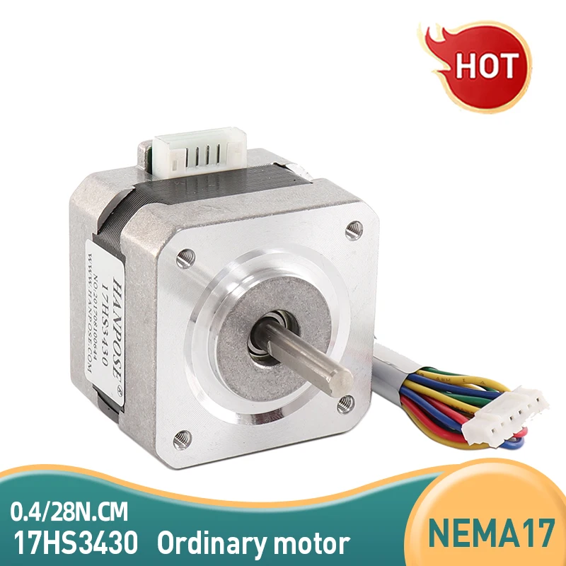 

Nema17 12VDC 0.4A 28N.CM 34mm length 4-Lead 17HS3430 42 Stepper Motor for CNC XYZ 3D Printer