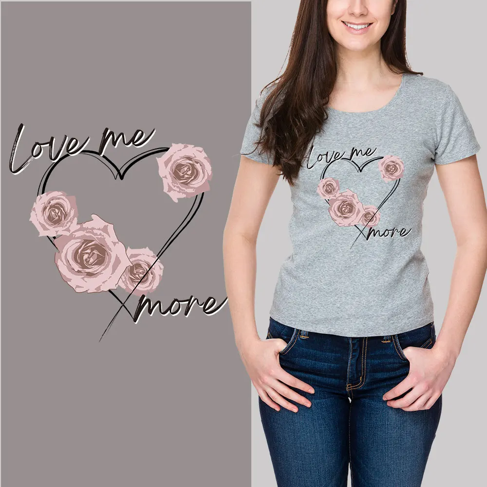 Rose Flowers Letter Stickers Heat Transfer PVC Patch Heat Transfer printing Thermal Transfers Decals Patch