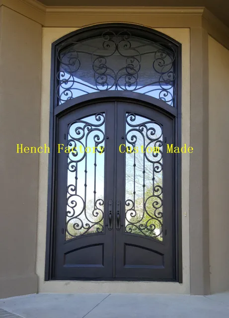 Home Make in China Wrought Iron Double Entry Doors Used Wrought Iron Safety Door Gate Windows Design for Home 4