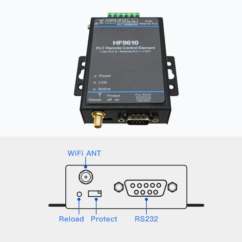 PLC Remote Control Download Monitoring Module HF9610 Serial Port Network to Wifi Ethernet Transparent Transmission Equipment