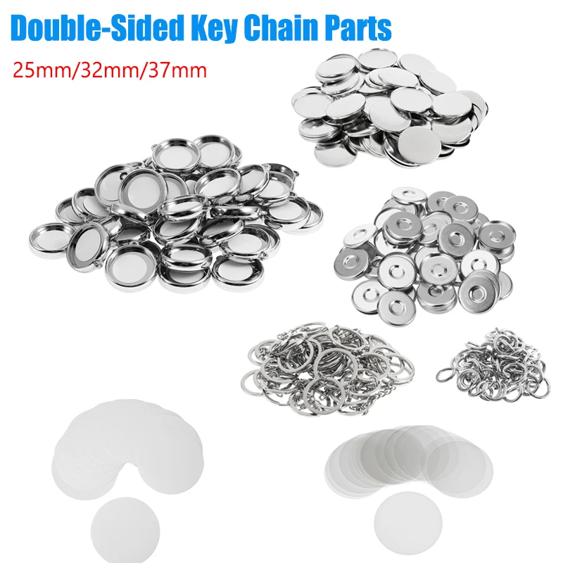 

50Pcs/Set DIY Double-Side Key Parts Ring Badge Button Making Parts 25mm 32mm 37mm Round Badge Keychain Pendant DIY Material