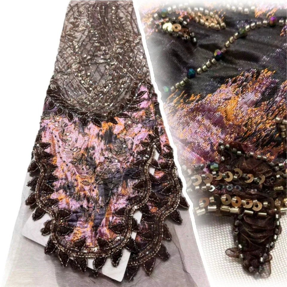 

High-End Embroidery Lace 2026 High Quality French Net Sequins Tulle African Lace Fabric for Luxury Wedding Party Women SZ1945