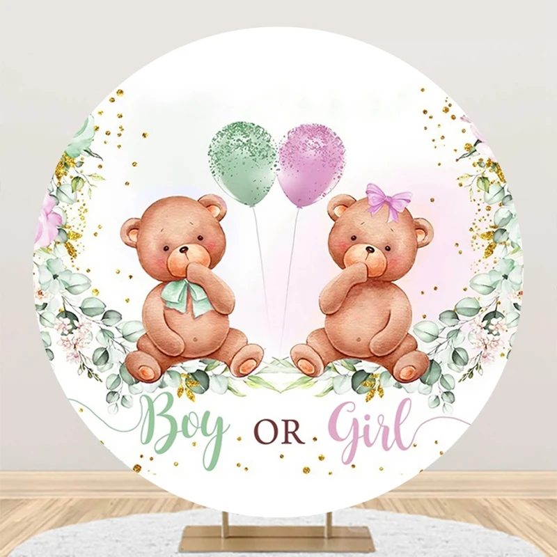 Newborn Gender Reveal Round Backdrops For Photography Boy Or Girl Baby Shower He Or She Party Decor Photographic Background Prop