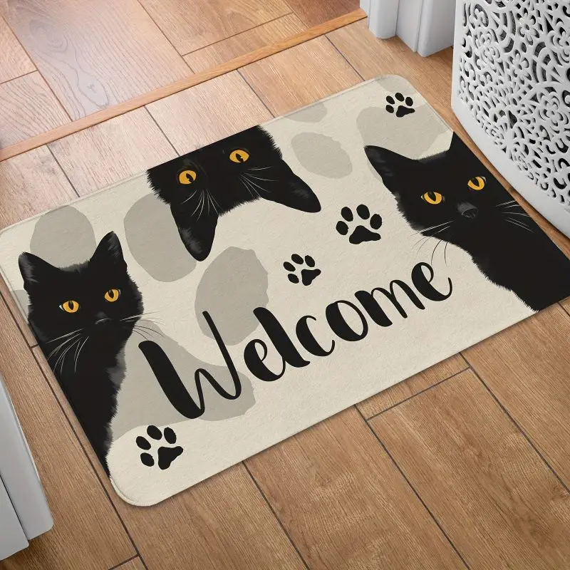 Cartoon Cat Paws Print Bath Mat Super Absorbent Kitchen Rug Non Slip Bedroom Floor Doormat Bathroom Carpet Home Porch Decorative