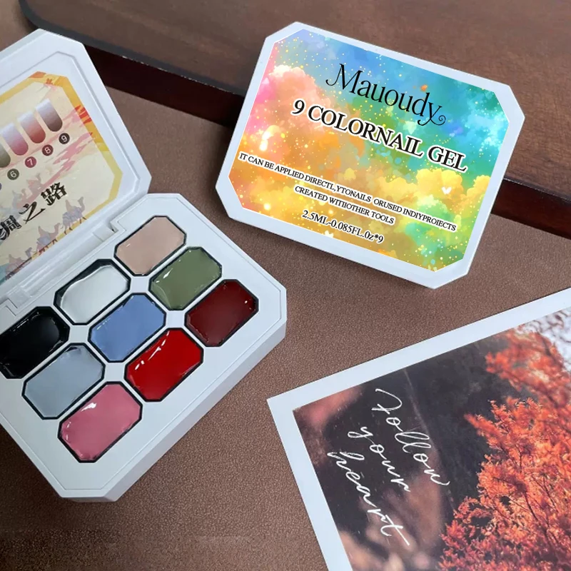 

9-цветный твердый гель УФ-лак (черный, белый, бордовый) для дизайна ногтей своими руками, художественный дизайн ногтей, идеально подходит для начинающих нейл-арта.