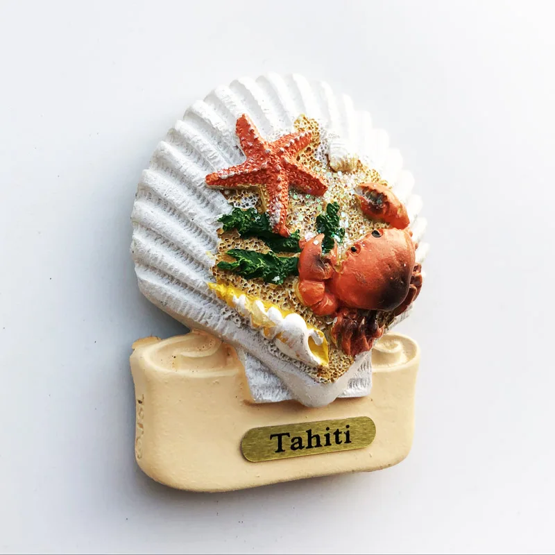 

Fridge magnet French scenic spot Taciti Island shell shaped resin refrigerator sticker tourist souvenir message sticker