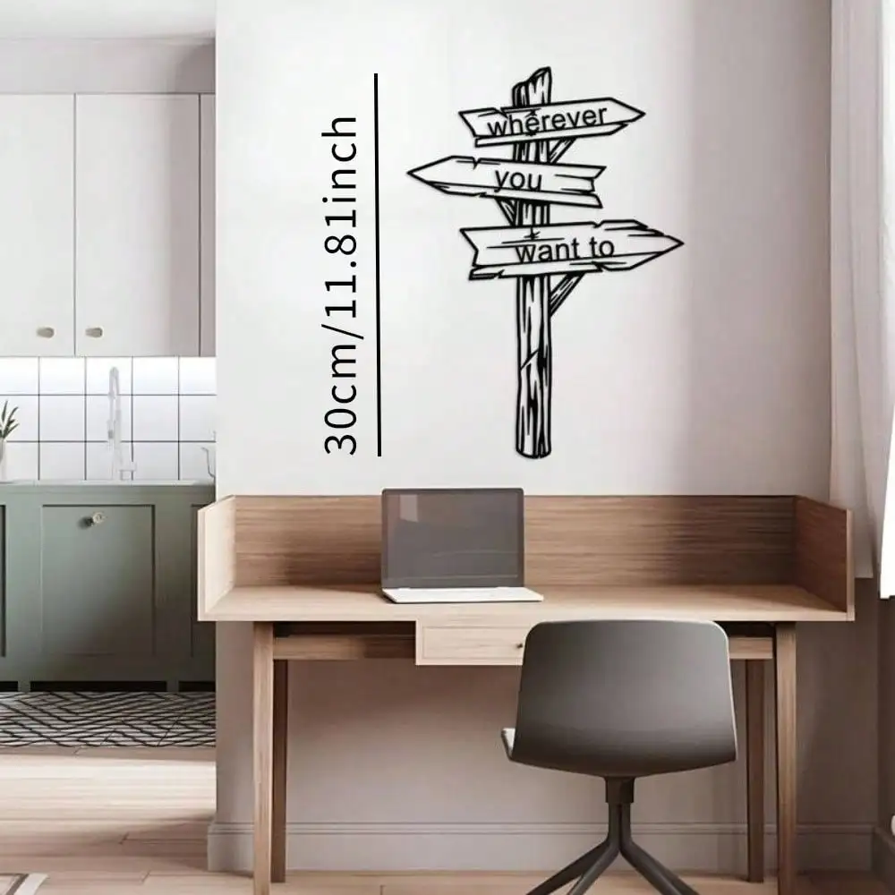 Metal Wall Art Destination Arrow Quote Iron Rustic Hanging Decor for Entryway Traveler Christmas Gift