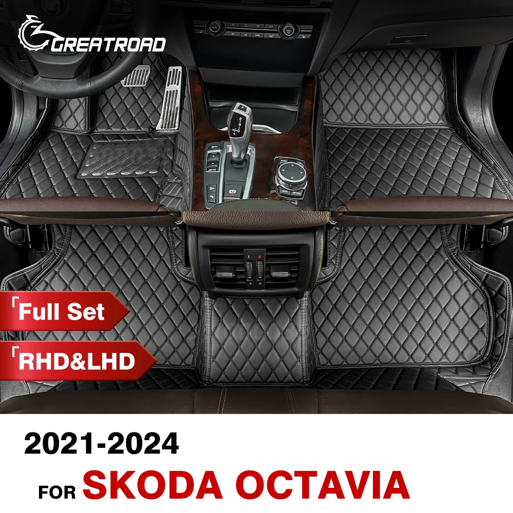 Car Floor Mats For Skoda Octavia 2024 2023 2022 2021 Automobile Carpet Cover Interior Details Accessories Protective Pad Parts