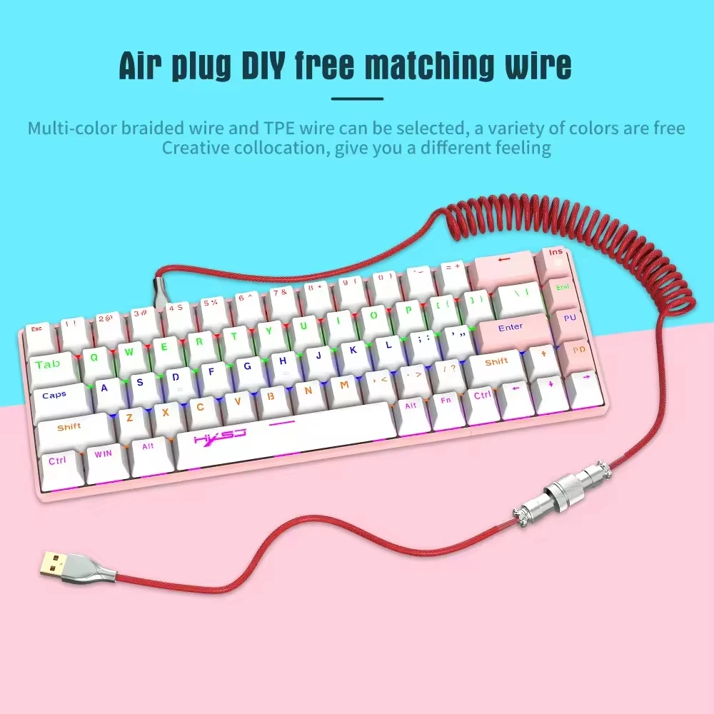 NNBILI Coiled Mechanical Keyboard Aviator Cable USB A to Type C Connector Keyboard Aviation Cable For Gaming Keyboard Accessory