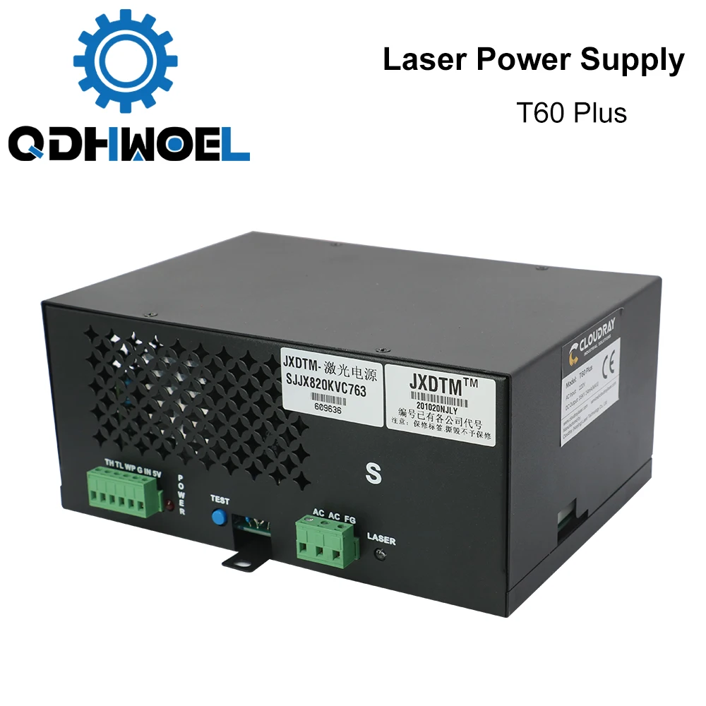 60W CO2 Laser Power Supply for CO2 Laser Engraving Cutting Machine HY-T60 T / W Plus Series with Long Warranty