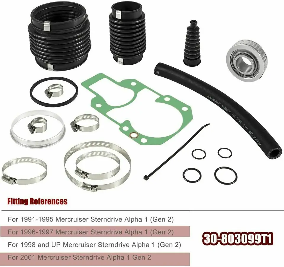 TML 30-803099T1 Transom Bellows Repair Kit with Exhaust Bellows for MerCruiser Alpha One, Gen II Stern Drives