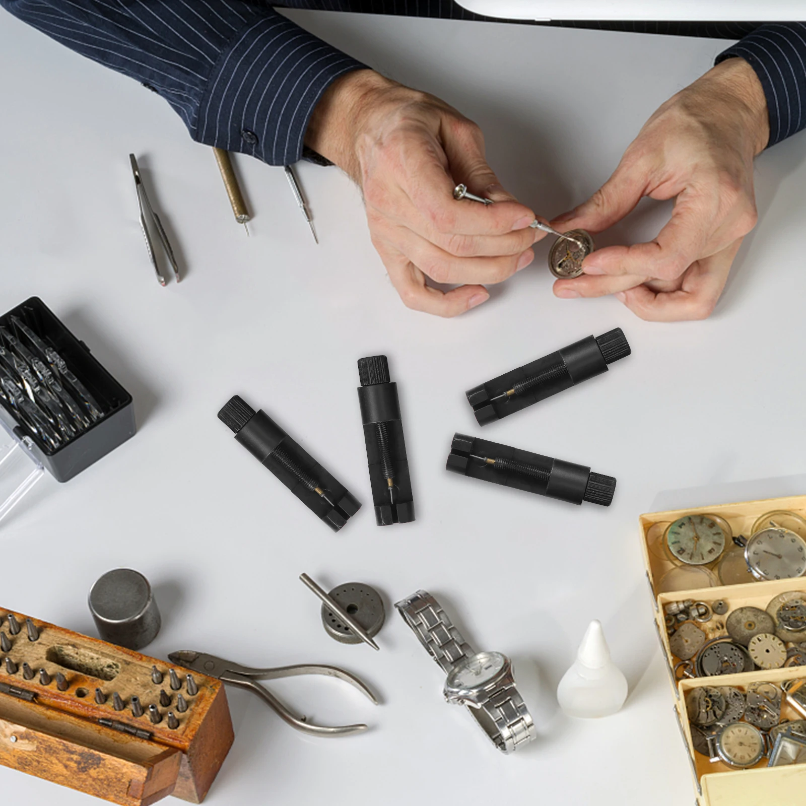 6pcs Mini Watch Adjuster Durable Metal Watchb Repair Tool Spring Bar Remover Kit Link Removal Lightweight Portable