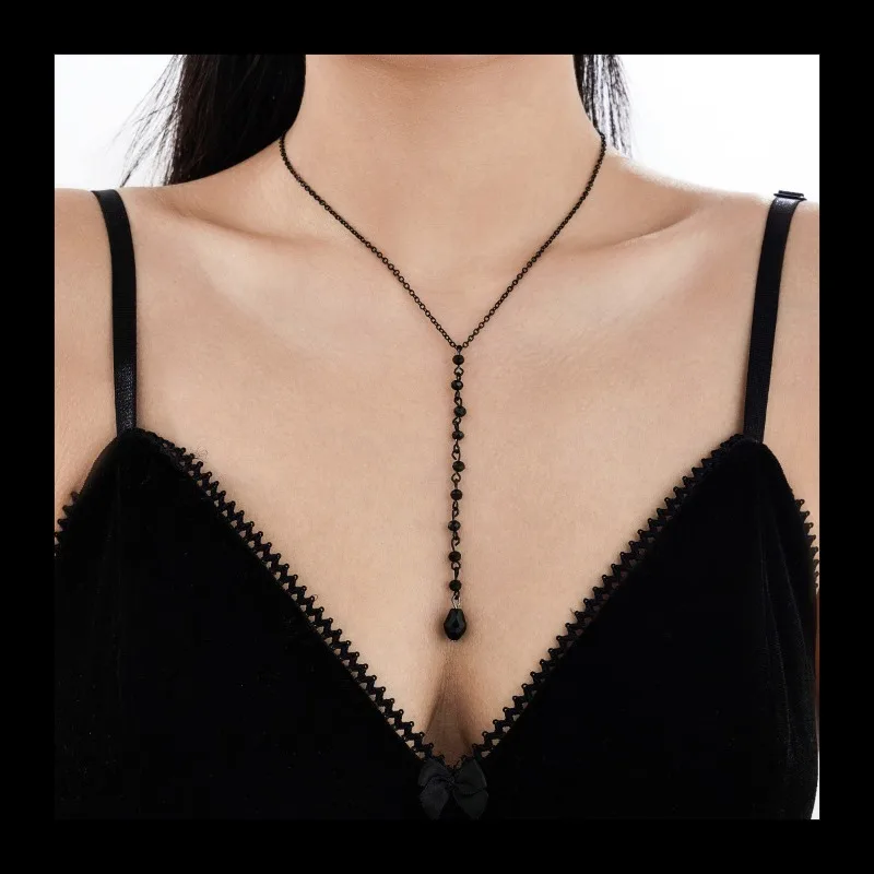 Colar de rubi com gota de água com franjas doces e legais, cristal crescente personalizado de Halloween
