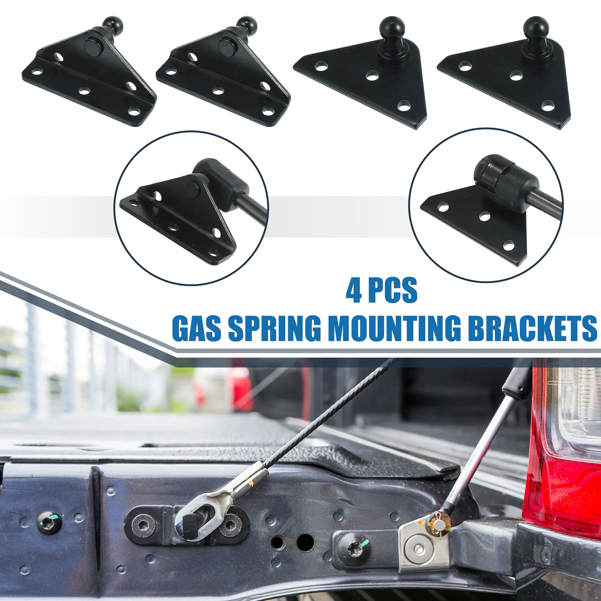 X Autohaux Set of 4 Car Gas Spring Mounting Bracket 10mm Ball Stud Metal Bracket with 16 Screws Universal for Cars Boats Truck