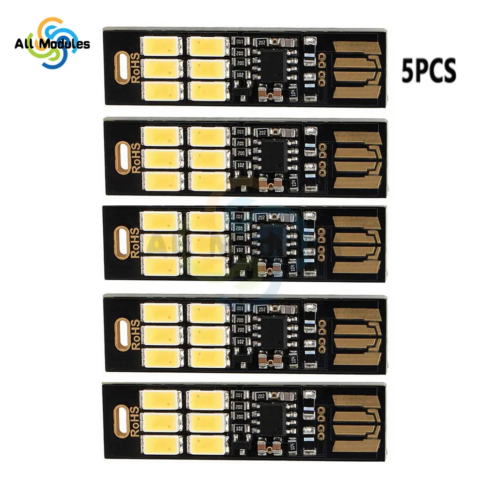 5Pcs/lot Portable Mini 5730 USB LED Light 5V Touch Sensor Dimmable Night Light for Power Bank Computer Laptop PC Table Lamp