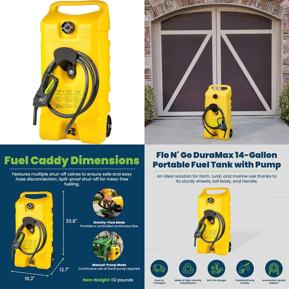 Serbatoio di trasferimento portatile da 14 galloni con ruote rotanti e tubo da 10 piedi per una facile erogazione di liquidi