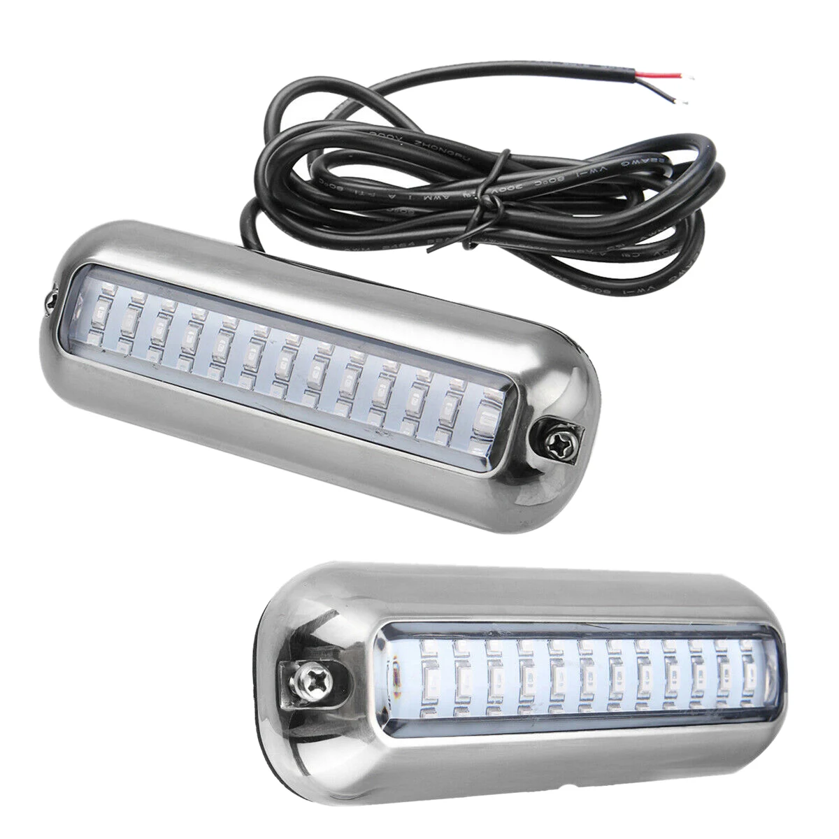 1 Pair Universal 4.7 Inch 316SS Cover 39 LED Underwater Pontoon Boat Transom Fishing Light (Blue)