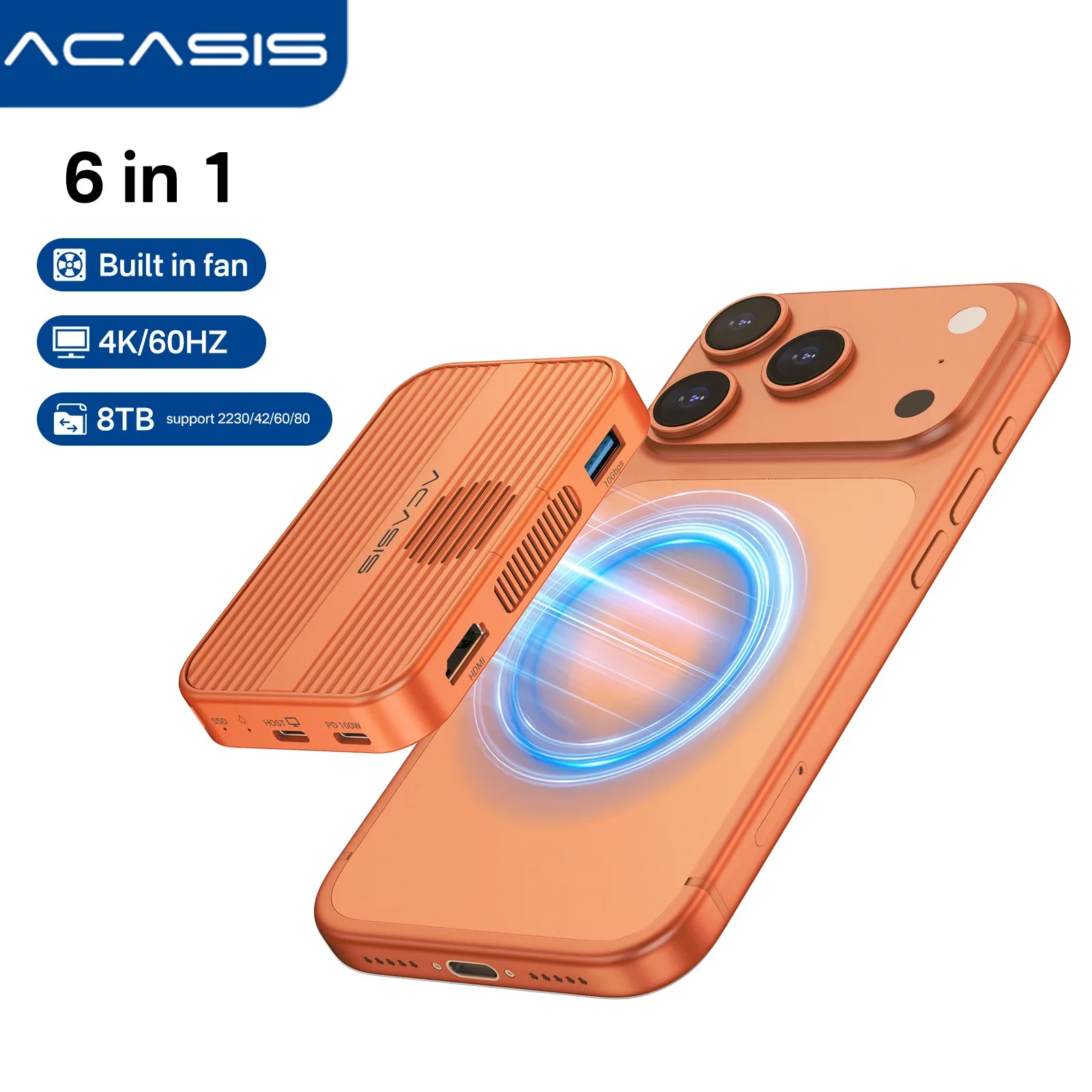 �y�Z�[�����zAcasis ���C�� 10Gbps USB-C �h�b�L���O�X�e�[�V���� PD100W HDMI 4K/60HZ & SSD �G���N���[�W�� 8TB M.2 NVMe SSD 2280/60/42/30 �Ή� iP17/16�p