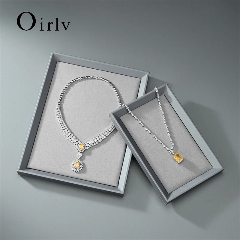 Oirlv PU Leather Jewelry Display Tray Viewing Jewelry Necklace Bracelet Ring Tray Watch Drawer Organizer Showcase Jewelry Holder