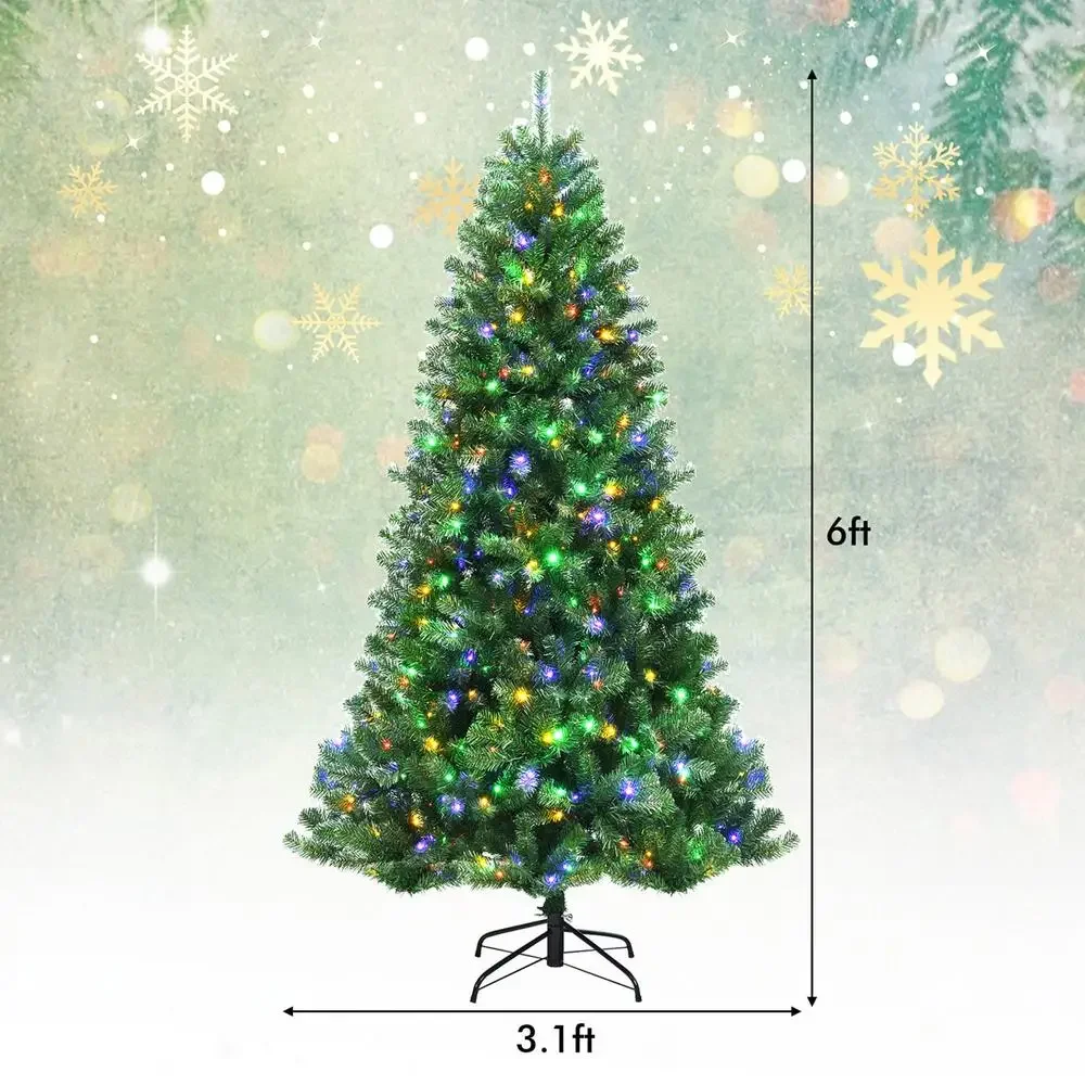 6 FT Full-bodied Pre-lit Christmas Tree with 9 Lighting Modes & Remote Control