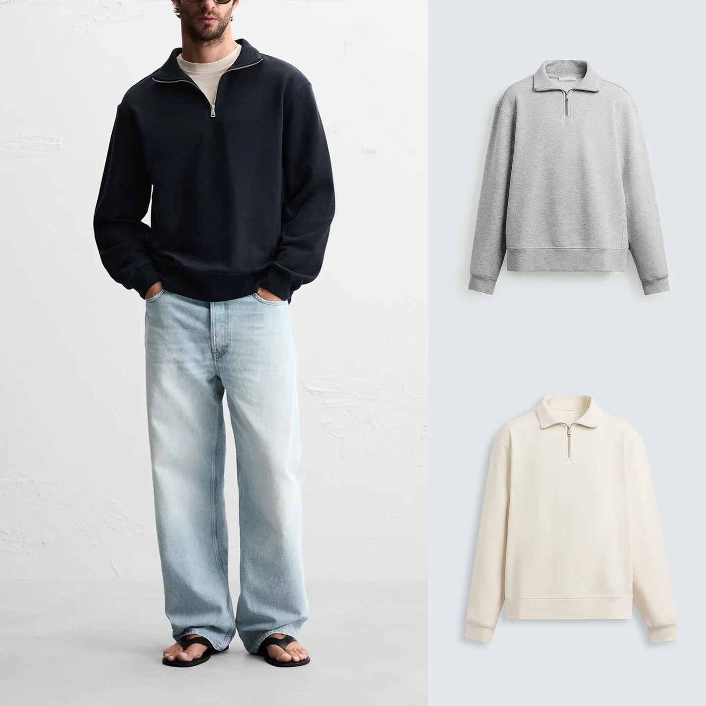 

Мужская осенняя толстовка с длинным рукавом, приталенного прямого кроя, с ребристой отделкой и молнией, базовый стиль, удобная, из полиэстера, для повседневной носки