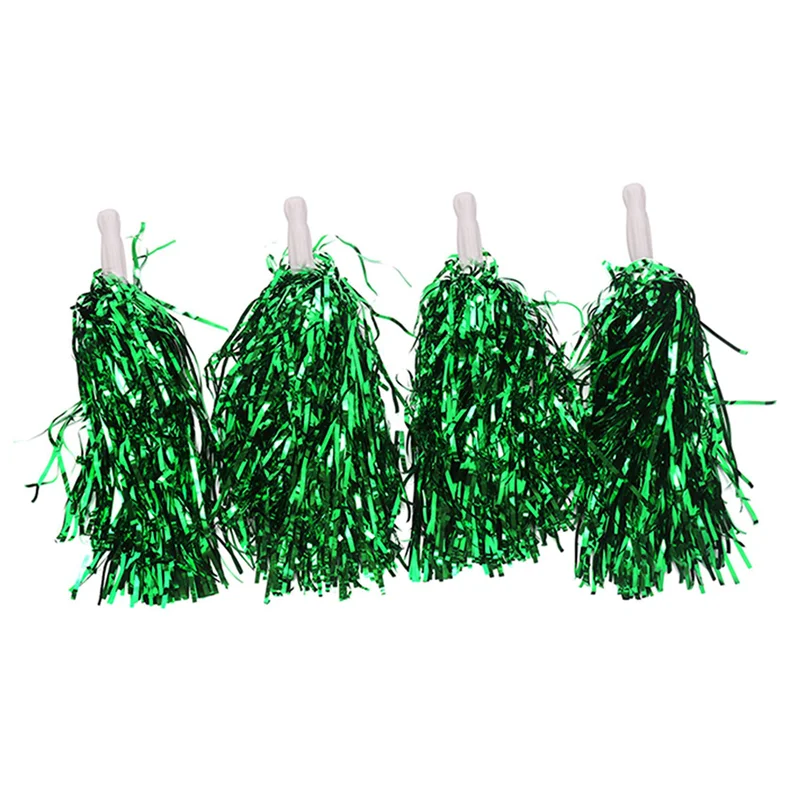 

72Pcs Cheerleading Pom Poms Metallic Foil Cheer Pom Poms With Plastic Handle For Adults Kids Cheerleaders Party Green