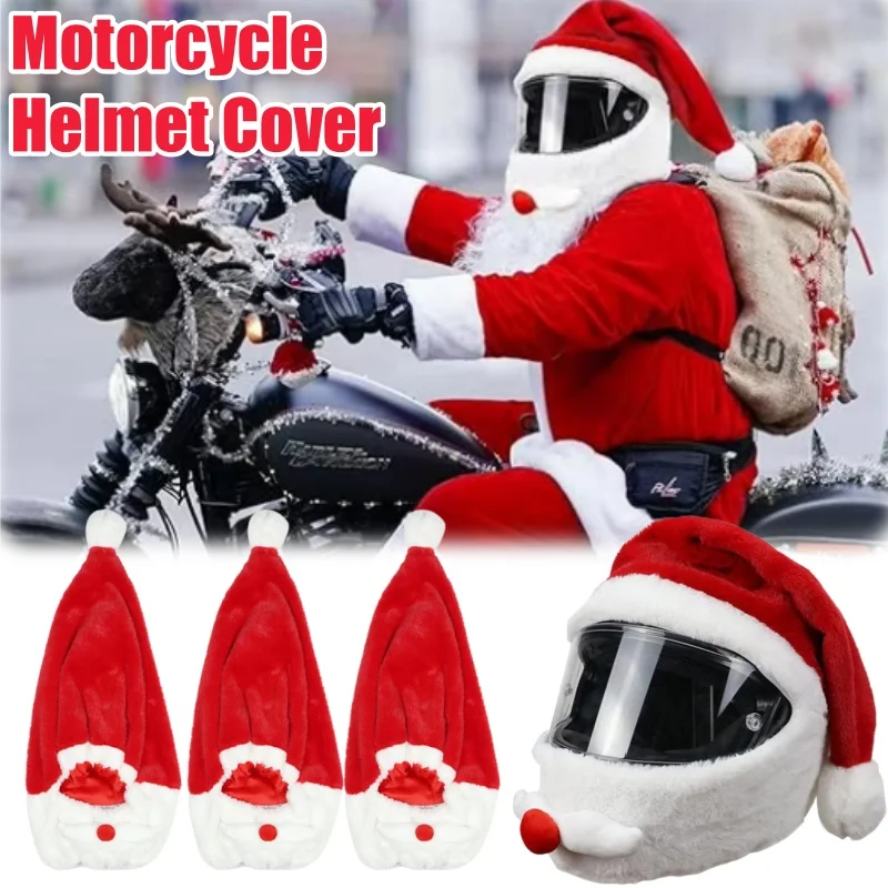 

Зимний плюшевый подарок для взрослых для мужчин и женщин, сумасшедший уличный забавный Санта-Клаус, велосипедный мотоцикл, полный шлем, головной убор, Рождественская шапка