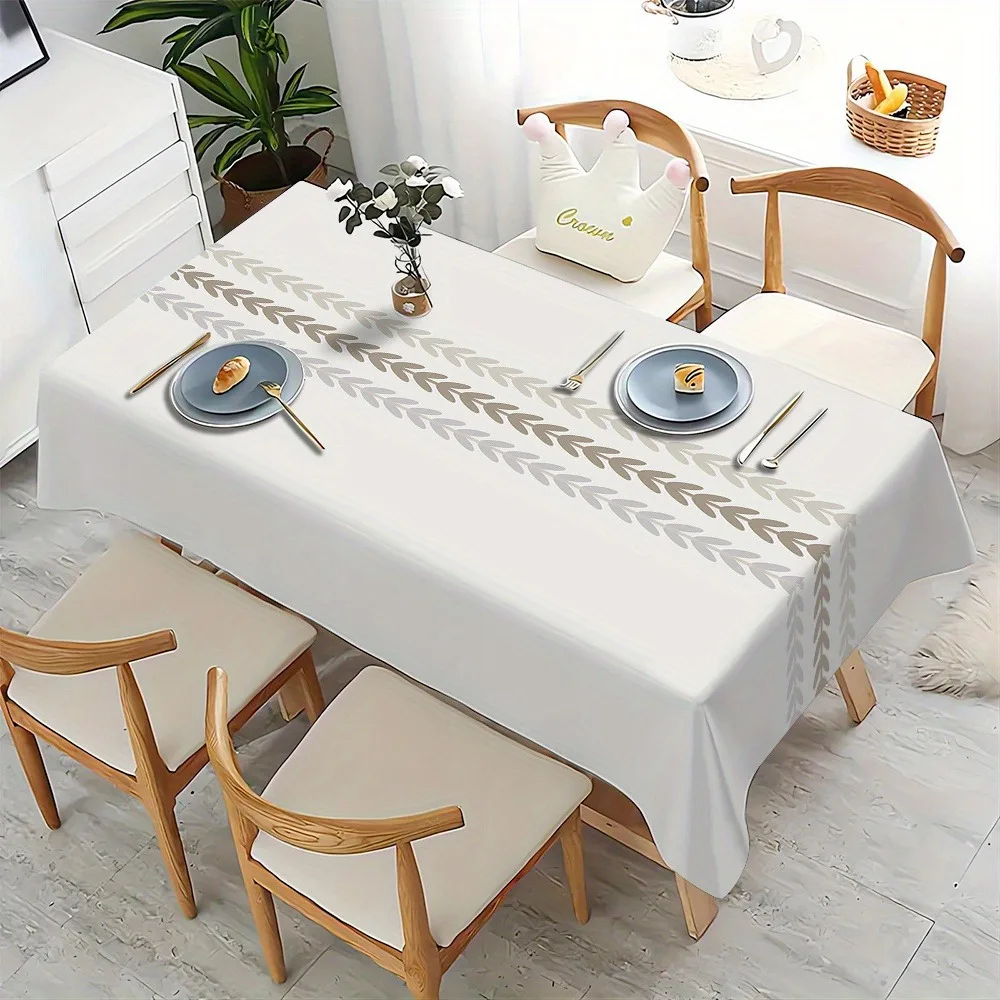Elegant Rectangular Dining Tablecloth Linen Cover for Home Decor Modern Nature Leaf Pattern Table Spread Polyester Dining Room T