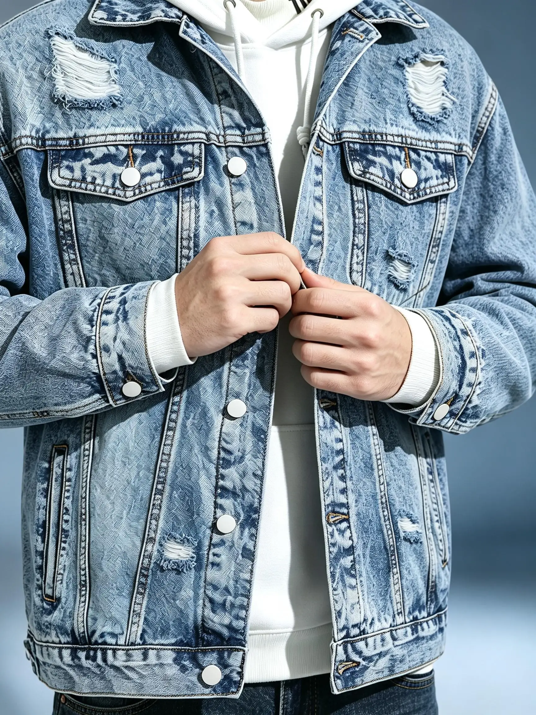 American Vintage Lightweight Denim Jacket Men, 90s Streetwear Thin Coat, Retro Trucker Style, Perfect Gift for Boyfriend
