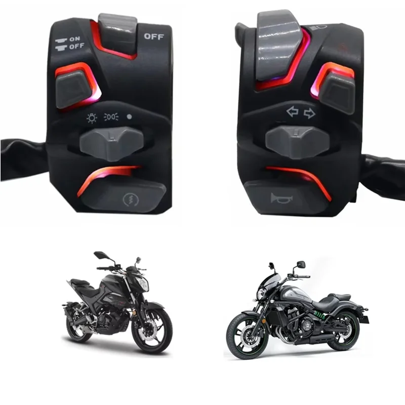 

LED Equipped 7/8In Universal Motorcycle Handlebar Switch For Signal, Light & Horn Functions