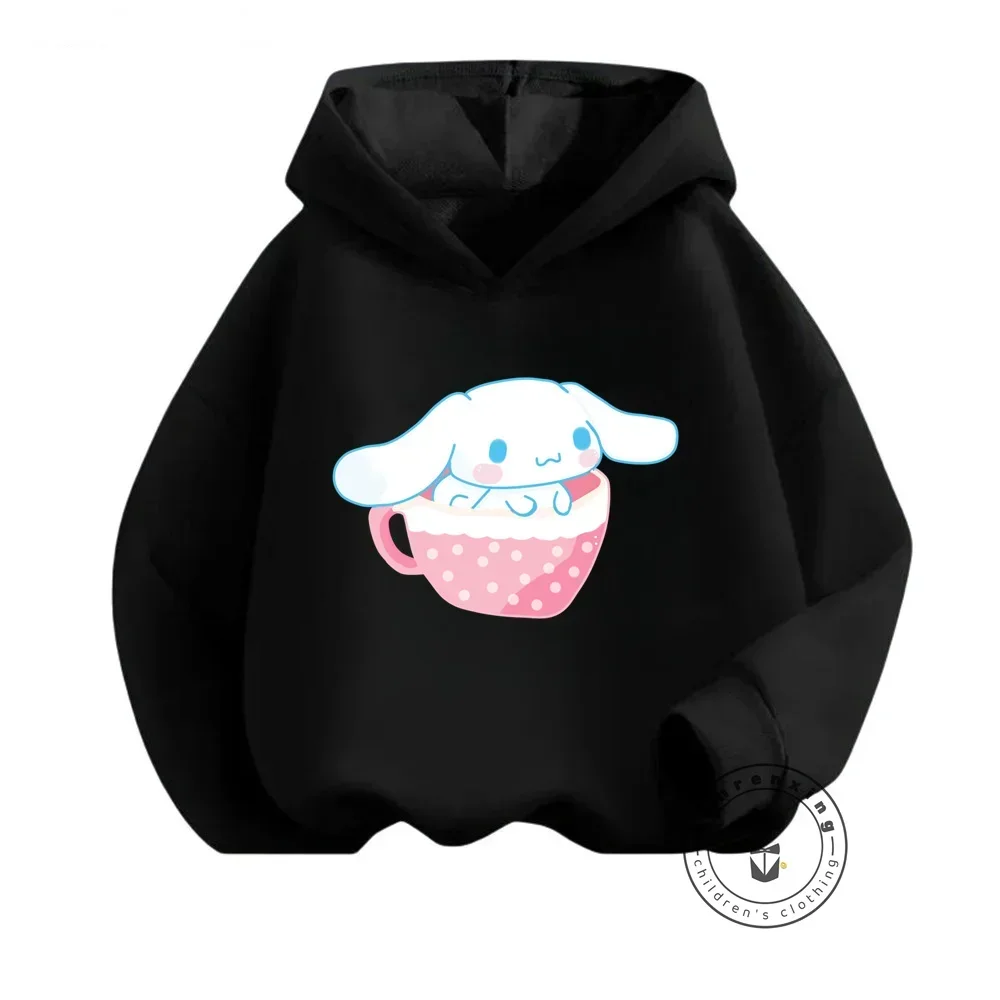 Kawaii Cinnamoroll Sweatshirts for Children Offering Soft Long Sleeves Vibrant Anime Graphics Sanrio Tops for Autumn Winter Fun