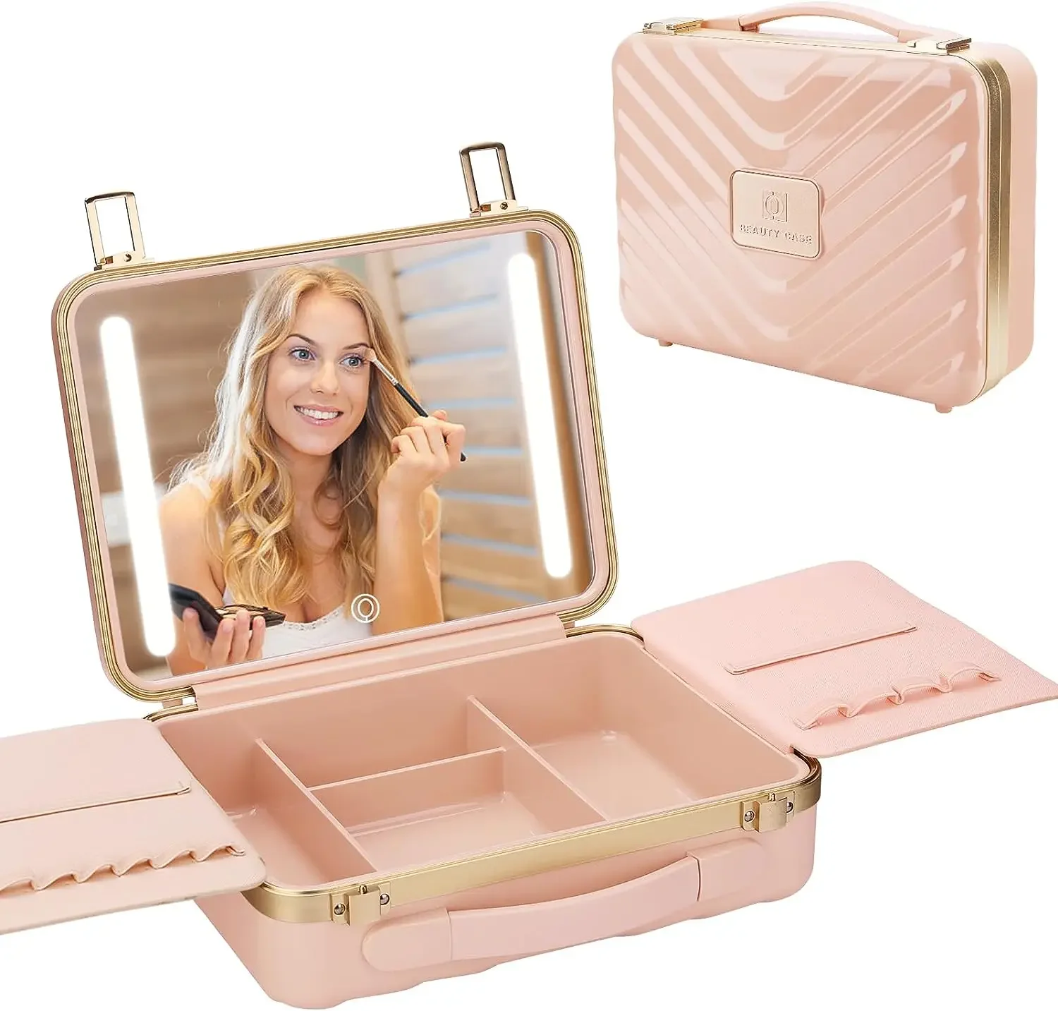 Professional Makeup Bag Portable Large Capacity And High-end Design Led Makeup Case