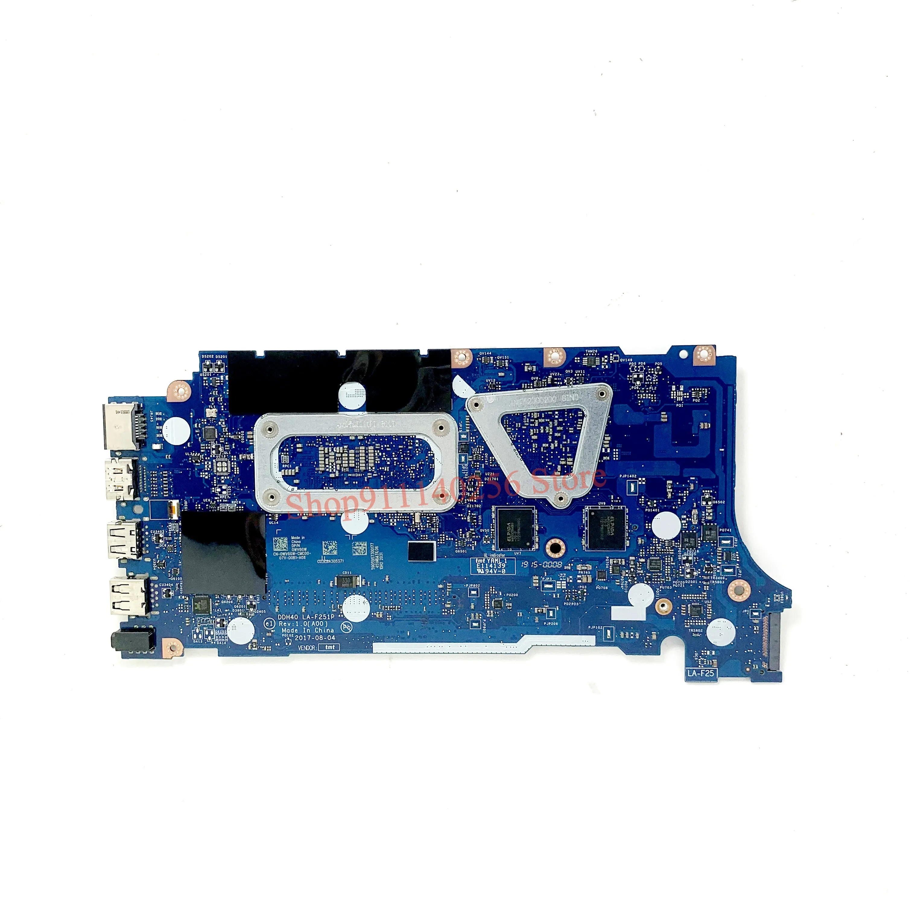 Mainboard CN-0WV6GW 0WV6GW WV6GW For DELL Inspiron 7472 7572 Laptop Motherboard LA-F251P W/SR3LC I7-8550U CPU 100% Working Well