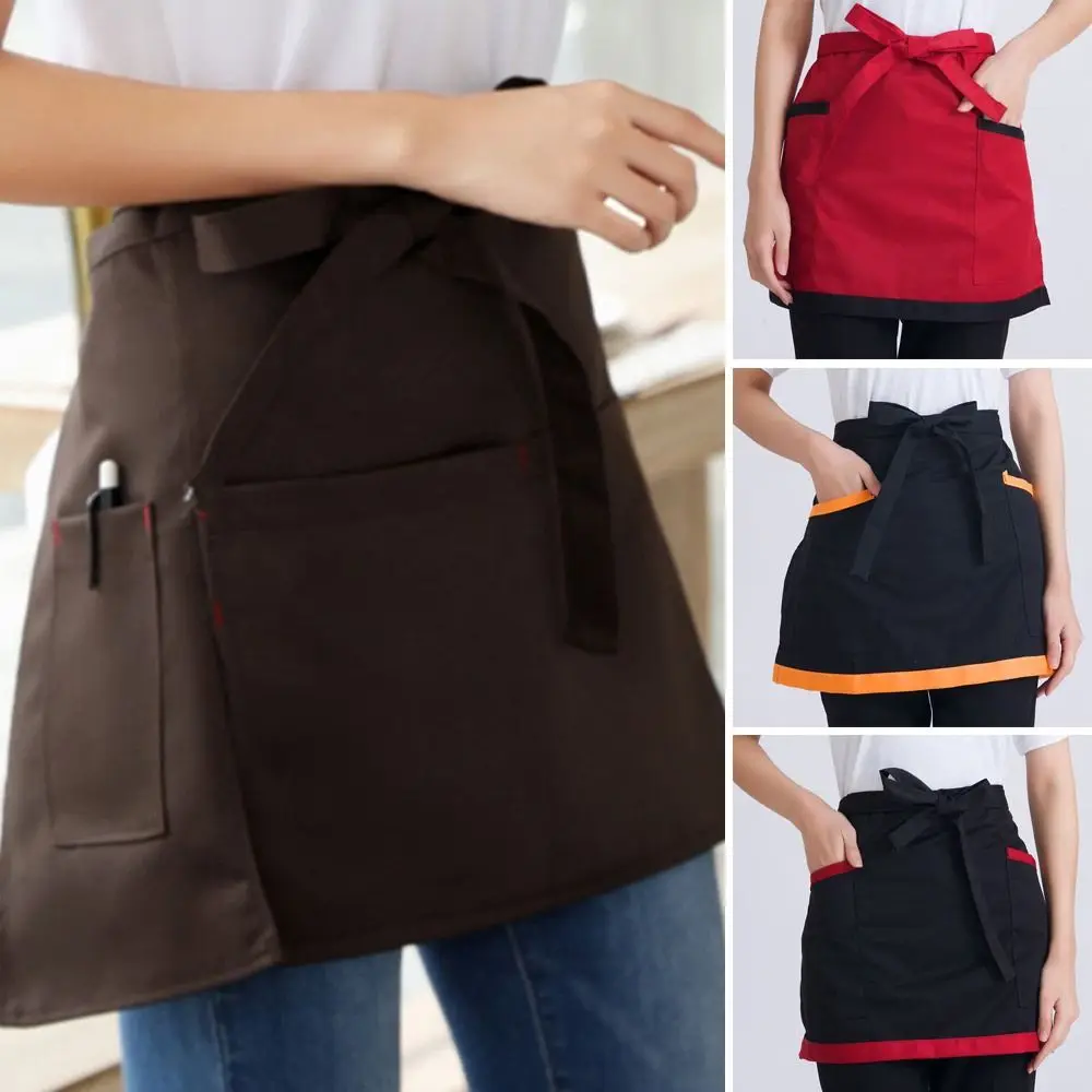 Kitchen Short Half Waist Apron Women Waitress Antifouling Work Bar Pub Cafe Cooking Men Short Waist Aprons