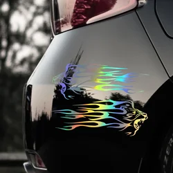 Car Stickers Lion Head Flames Vinyl Car Window Bumper Decal Fashion Motorcycle Decoration Personality Creativity 18CM*13.4CM