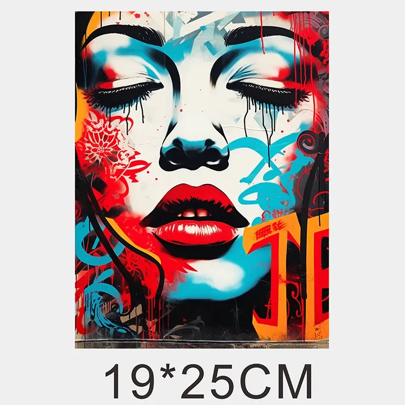 Graffiti Animal Iips Fashion Iron Sticker Patch For Clothing T-shirt DIY Hoodie Jacket Sticker DTF PPatch Is Waterproof