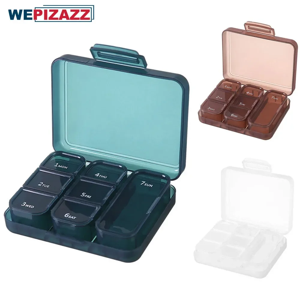 Portable Travel Pill Organizer with Dual Protection 7 Days - Medicine Organizer Perfect Weekly Pill Case Waterproof for Daily