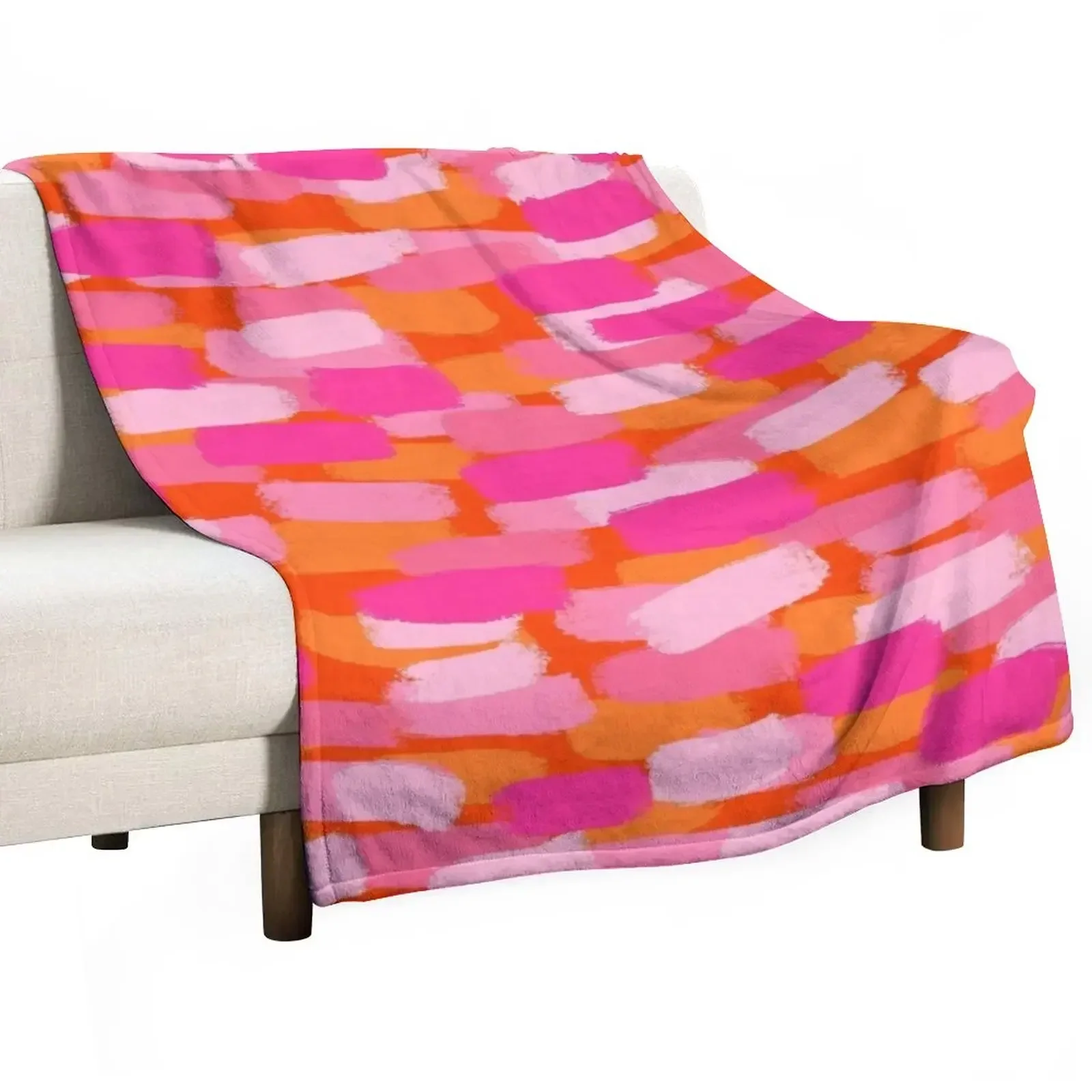 

Hot Pink and Orange, Brush Stroke Effect, Abstract Throw Blanket Bed linens Bed Fashionable Blankets