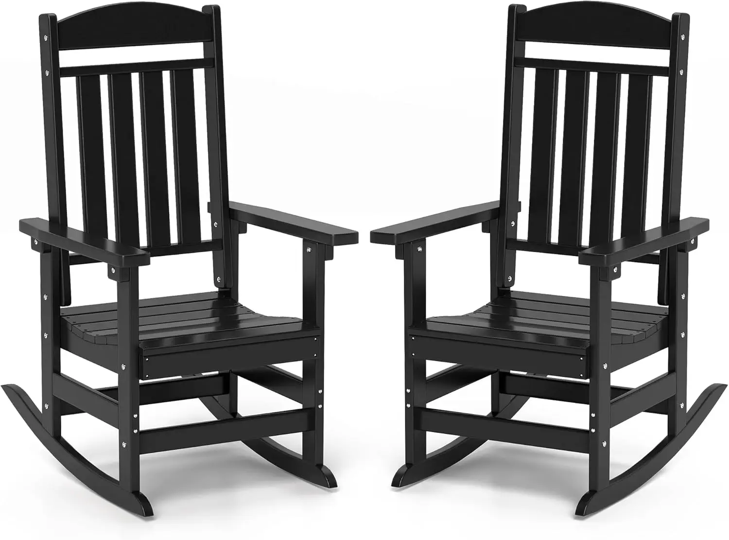 

Outdoor Rocking Chairs Set of 2, Oversized High Back Patio Rocking Chairs, All Weather Porch Rocking Chairs for Outside. Black