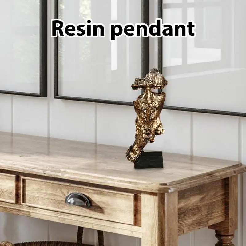 Keep Silent Statue Abstract Art Thinker Sculpture Resin Sculptures Silent Men Decorative Objects Face Figurine For Table Shelf