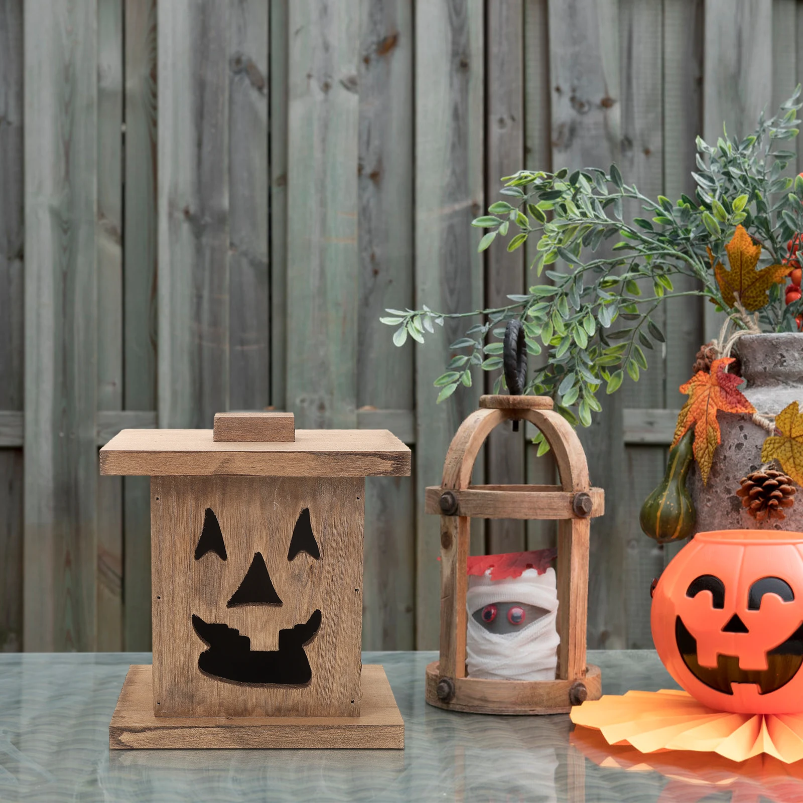 

Wooden Halloween Decoration Spooky Garden Statue Outdoor Party Ornament Small Halloween Ghost Wood Craft Ghost Decor For Home